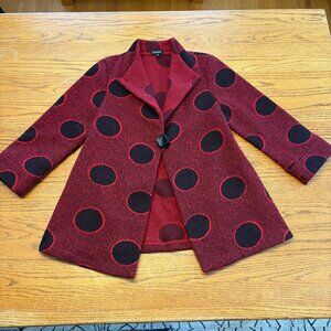 Damee NYC Single-button Polka Dot Jacket, Red/Maroon Size Small